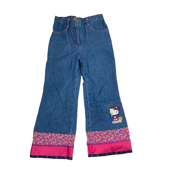 Hello Kitty Ribbon Flare Hem Denim Jeans Sz 6 Sanrio - Picture 1 of 6